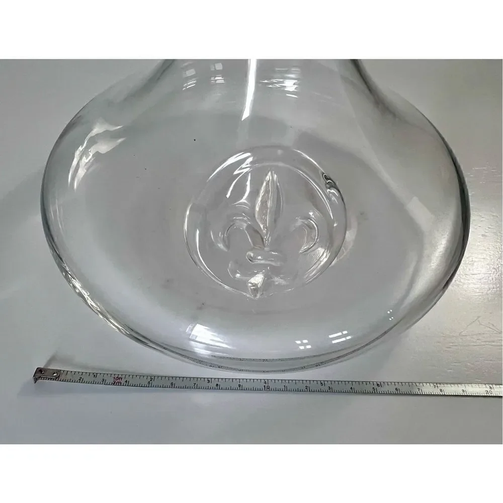 Unique Shannon Glass Wine Decanter with Embossed Fleur de Lis Ensignia